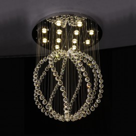 12 Light Ball Modern K9 Crystal Sparkle Luxury Rain Drop Chandelier