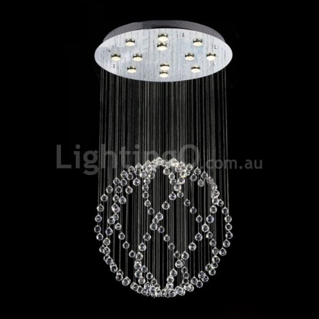 12 Light Ball Modern K9 Crystal Sparkle Luxury Rain Drop Chandelier