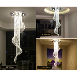 Spiral Modern K9 Crystal Sparkle Luxury Rain Drop Chandelier