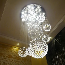 Round Spiral Solar System Modern K9 Crystal Sparkle Luxury Rain Drop Chandelier