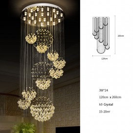 Round Spiral Solar System Modern K9 Crystal Sparkle Luxury Rain Drop Chandelier