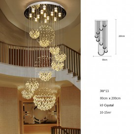 Round Spiral Solar System Modern K9 Crystal Sparkle Luxury Rain Drop Chandelier