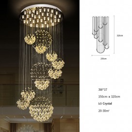 Round Spiral Solar System Modern K9 Crystal Sparkle Luxury Rain Drop Chandelier