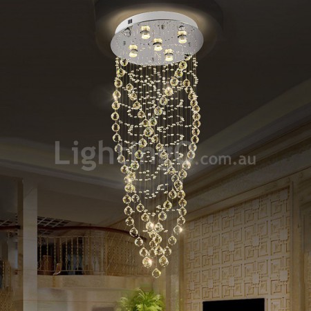 5 Light Spiral Modern K9 Crystal Sparkle Luxury Rain Drop Chandelier