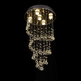 5 Light Spiral Modern K9 Crystal Sparkle Luxury Rain Drop Chandelier