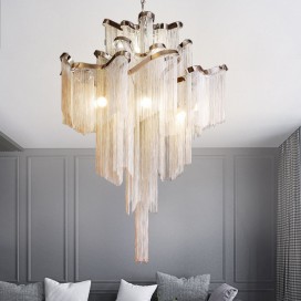 Nordic Style Modern Sparkle Luxury Tassel Chandelier