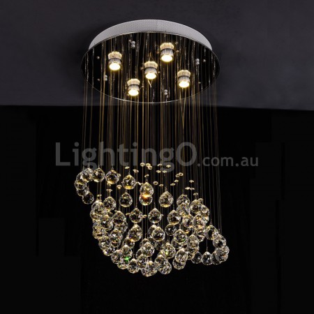 5 Light Modern K9 Crystal Sparkle Luxury Rain Drop Chandelier