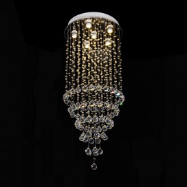 6 Light Round Modern K9 Crystal Sparkle Luxury Rain Drop Chandelier