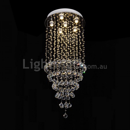 6 Light Round Modern K9 Crystal Sparkle Luxury Rain Drop Chandelier