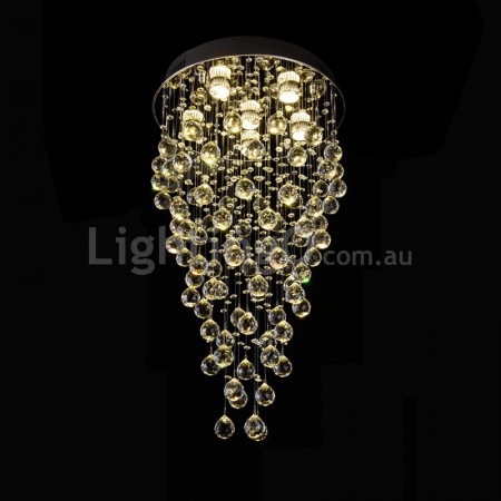 6 Light Round Modern K9 Crystal Sparkle Luxury Rain Drop Chandelier