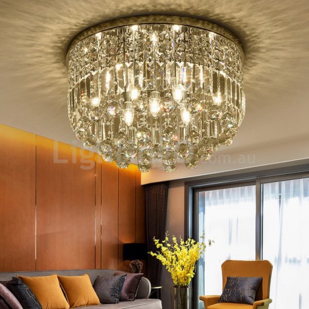 Round Modern K9 Crystal Sparkle Luxury Rain Drop Chandelier