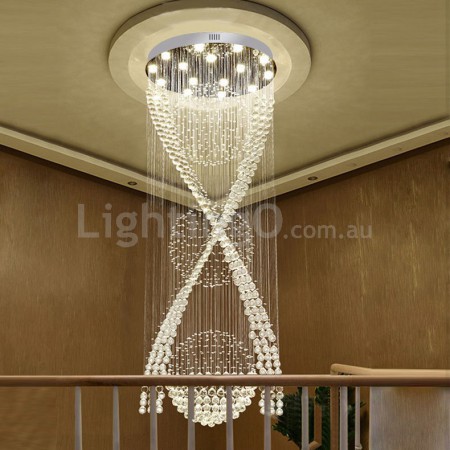 15 Light Double Spiral Modern K9 Crystal Three Spheres Luxury Rain Drop Chandelier