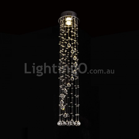 1 Light Round Spiral Modern K9 Crystal Sparkle Luxury Rain Drop Chandelier