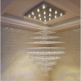 Square Modern K9 Crystal Sparkle Luxury Rain Drop Chandelier