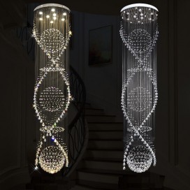 9 Light Double Spiral Three Sphere Modern K9 Crystal Sparkle Luxury Rain Drop Chandelier