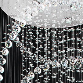 Large Long Extra Length Three Circle Spiral Modern K9 Crystal Sparkle Luxury Rain Drop Chandelier