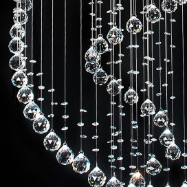 Large Long Extra Length Three Circle Spiral Modern K9 Crystal Sparkle Luxury Rain Drop Chandelier