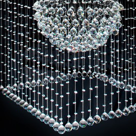 Large Long Square Three Balls Modern K9 Crystal Sparkle Luxury Rain Drop Chandelier