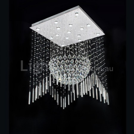 Square Ball Modern K9 Crystal Sparkle Luxury Rain Drop Chandelier