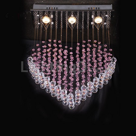 Heart Pink Modern K9 Crystal Sparkle Luxury Rain Drop Chandelier