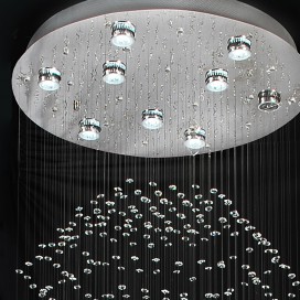 Round Long Modern K9 Crystal Sparkle Luxury Rain Drop Chandelier