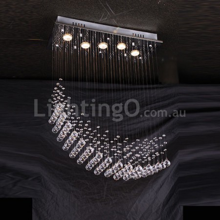 5 Light Modern K9 Crystal Sparkle Luxury Rain Drop Chandelier