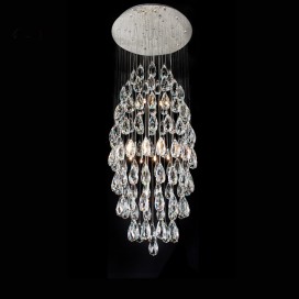 Round Modern K9 Crystal Sparkle Luxury Rain Drop Chandelier