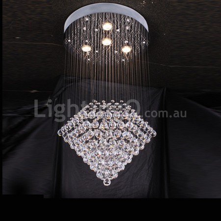 Round Modern K9 Crystal Sparkle Luxury Rain Drop Chandelier