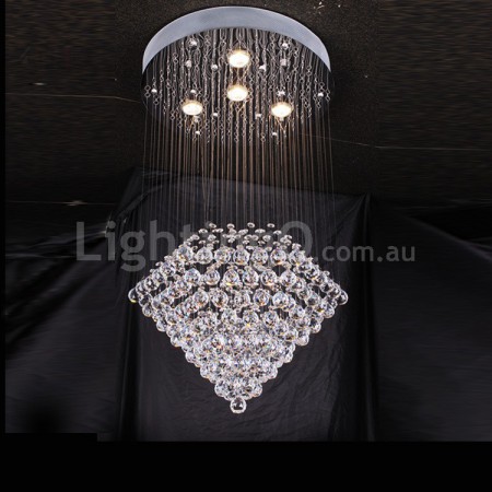 Round Modern K9 Crystal Sparkle Luxury Rain Drop Chandelier