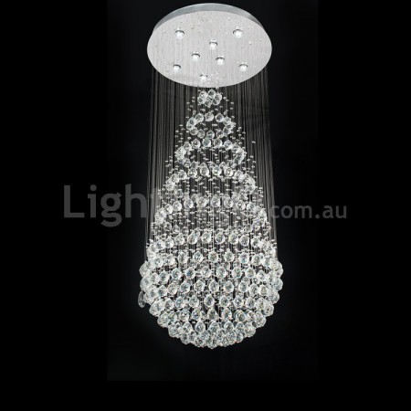 8 Light Round Modern K9 Crystal Sparkle Luxury Rain Drop Chandelier