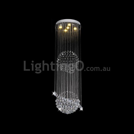 5 Light Round Modern K9 Crystal Sparkle Luxury Rain Drop Chandelier