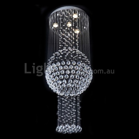 4 Light Ball Modern K9 Crystal Sparkle Luxury Rain Drop Chandelier