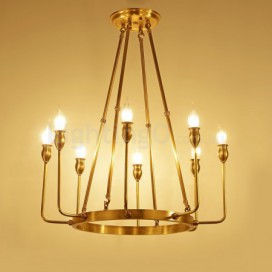 8 Light Retro Rustic Luxury Brass Chandelier