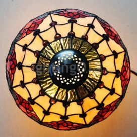 12 Inch Red Tulip Retro Stained Glass Table Lamp