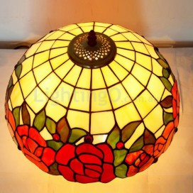 16 Inch Red Rose Stained Glass Table Lamp
