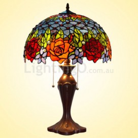 16 Inch Rose Stained Glass Table Lamp