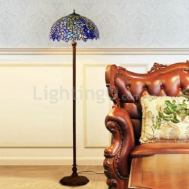 16 Inch Blue Wisteria Stained Glass Floor Lamp