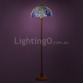 16 Inch Blue Wisteria Stained Glass Floor Lamp