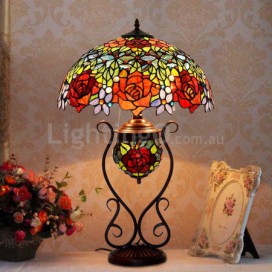 18 Inch Rose Stained Glass Table Lamp