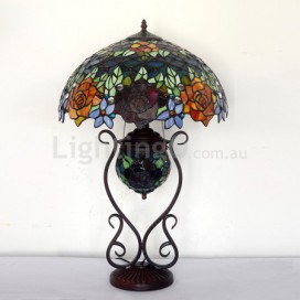 18 Inch Rose Stained Glass Table Lamp