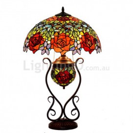 18 Inch Rose Stained Glass Table Lamp