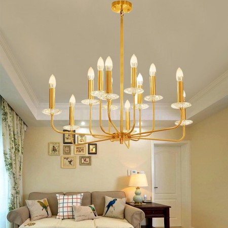 12 Light Retro Rustic Luxury Brass Chandelier