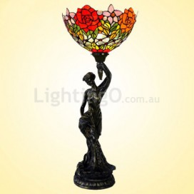 7 Inch Rural Rose Stained Glass Table Lamp