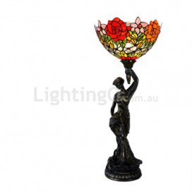 7 Inch Rural Rose Stained Glass Table Lamp