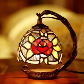 Rose Red Stained Glass Table Lamp