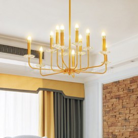 12 Light Retro Rustic Luxury Brass Chandelier