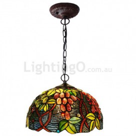 12 Inch Retro Stained Glass Pendant Light