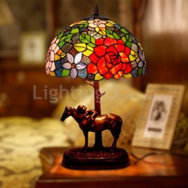 12 Inch Rose Stained Glass Table Lamp