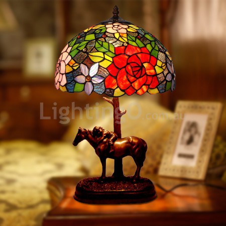12 Inch Rose Stained Glass Table Lamp