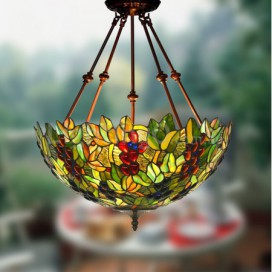 18 Inch Grape Stained Glass Pendant Light